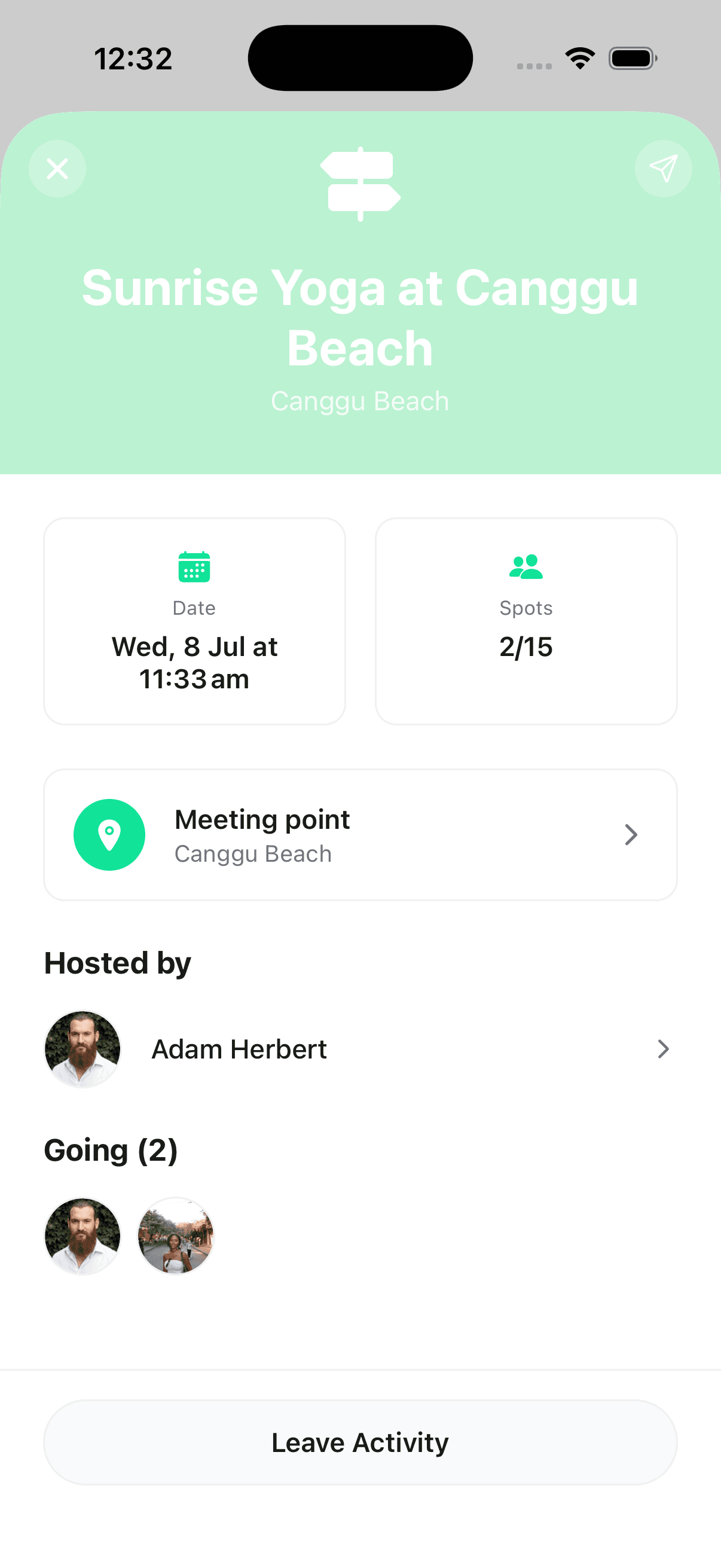 Join activities & events — Activity details