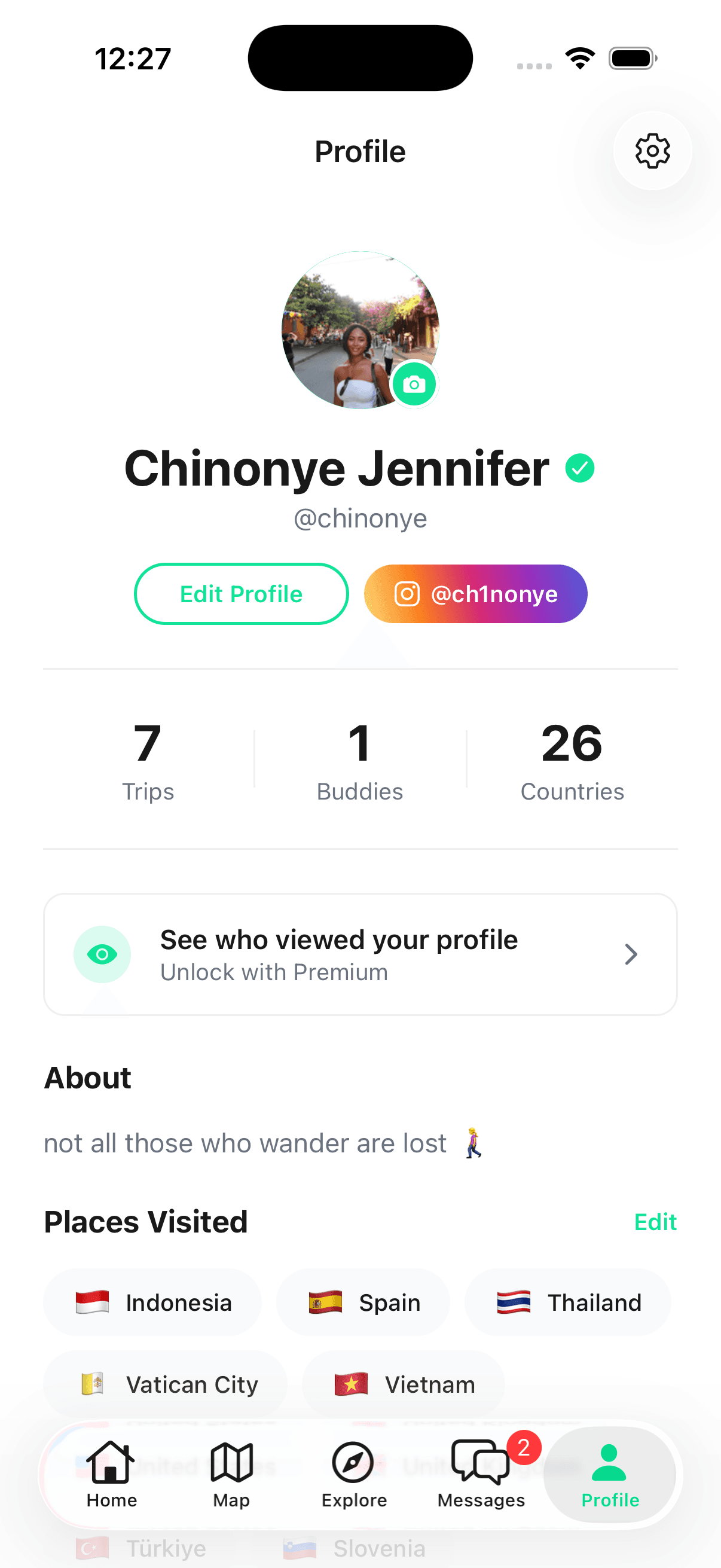 Share your journey — Profile & memories
