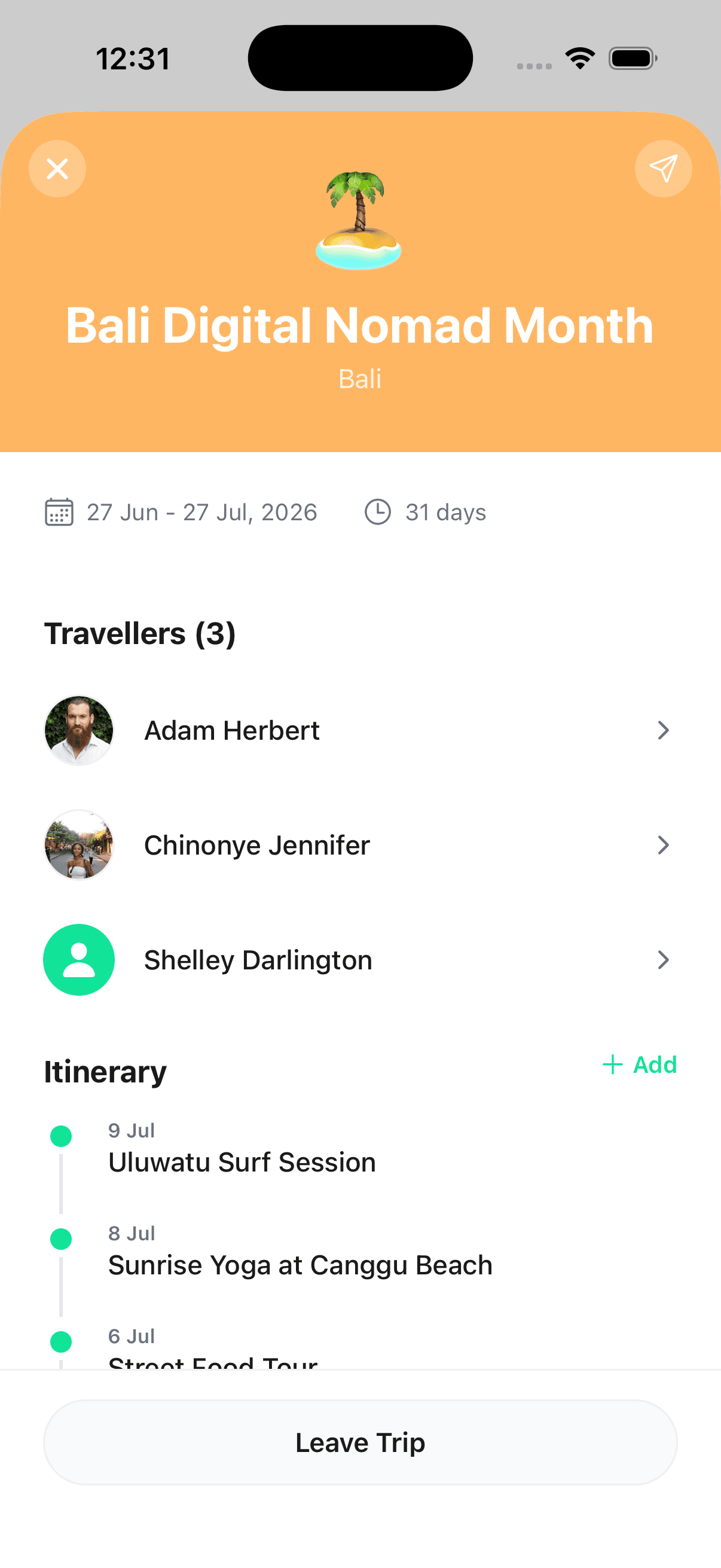 Find people heading your way — Trip details
